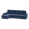 Apollo Sofa (Colour : Lapis Blue, Cushion : Soft, Back Type : High Back, Seating Capacity : Left Aligned 3 Seater + Left Aligned Chaise + Ottoman)