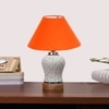 Devansh Conical Orange Cotton Shade Lamp With Wood & Mosaic Glass Base For Decoration/Office/Home/Gifting/Study For Decoration/Office/Home/Gifting/Study -(10X10X14.5) Inches -A