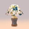 Devansh Conical Multi Cotton Shade Lamp With Wood & Mosaic Glass Base For Decoration/Office/Home/Gifting/Study For Decoration/Office/Home/Gifting/Study -(10X10X14.5) Inches -A