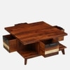 Clover Square Solid Wood Coffee Table In Dual Tone Finish