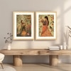 Mughal Women Flower Garden Set of 2 Framed Posters Wall Art 45x60 cm