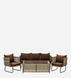 Seville 3+1+1 Seater Rope Sofa Set in Cream Beige and Brown Finish