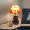 Devansh Printed Cotton Table Lamp With Wood  Pebble Lamp  (10X10X15) Inches