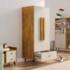 Hexa Red Wooden 2 Door Wardrobe with Drawer and Hanging Space in Giant Wood and Frosty White Colour