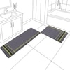 Luxe Home Strip Design Combo Kitchen Runner Mat - Grey (116x36 & 58x36 cm PC-2)