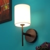 Eliante Cloth Shade Wall Lights Mild Steel & Glass Material Dark Brown & White Finish