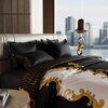 Stoa Paris Satin Comforter, 300TC Comforters for King Size Bed or King Black - Ivory White Gold