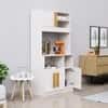 Hexa Red Crockery Unit Multipurpose Wooden Cabinet in Frosty White Colour
