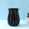 Black with Gold lines Cylindrical Shaped Ceramic Vase