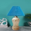 Devansh Conical Turquoise Jute Shade  Lamp With  Wood & Mosaic Glass Base For Decoration /Office/Home/Gifting/Study For Decoration /Office/Home/Gifting/Study -(10X10X14.5) Inches -