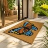 Luxe Home 100% Natural Coir Doormat Butterfly Print Design (71x45 cm)
