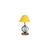 Thea Yellow cotton Table lamp with Wood & Iron Base