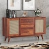 Rattan Sheesham Wood Sideboard In Honey Oak  Finish