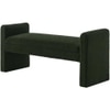 Wooden Twist Soft Hropzy Boucle Upholstered Armrest Ottoman Bench in Green Colour