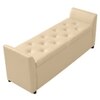 Sibol Leatherette  2 Seater Ottoman Bench with Storage  in Cream Color