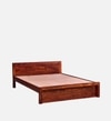 Finn Solid Wood Queen Size Non Storage Bed In Honey Oak Finish