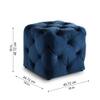 Doe Buck Colchester Velvet Tufted Ottoman Cube in Blue Colour with Wooden Base