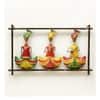 Desert Art Metal Handpainted Three Sardar Wall Hanging Frame in Multicolour