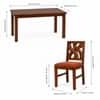Globally Indian Anvaya Solid Sheesham Wood 6 Seater Dining Table Set 6 Chairs Terracotta Orange