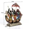 Desert Art Metal Handpainted Dancing Couple Boat Showpiece in Golden Finish