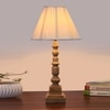 Devansh Off-White Cotton Vintage  Lamp With Wood Base (12X12X22.75)