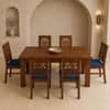 Globally Indian Vayuna Solid Sheesham Wood 6 Seater Dining Table Set 6 Chairs Navy Blue