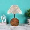 Vintage cotton off-white with Natural Wood Table Lamp