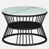 Metalzu Square Metal Nesting Coffee Table Set Black Finish White Porcelain Top Set Of 2