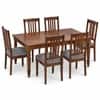Globally Indian Maelle Solid Sheesham Wood 6 Seater Dining Table Set 6 Chairs Terracotta Orange