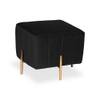 Doe Buck Adirondack Channel Tufted Velvet Ottoman Stool in Black Colour with Gold Legs
