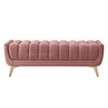 Hoslo Velvet 2 Seater Ottoman Bench in Peach Color