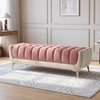 Hoslo Velvet 2 Seater Ottoman Bench in Cream & Peach Color