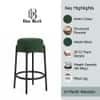 Doe Buck Modern Green Upholstered Counter Height Bar Stool with Black Metal Frame