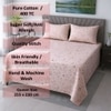 Mira Pink Floral 400 TC Cotton Flat Queen Size Bedsheet with 2 Pillow Covers – Threads