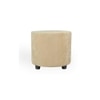 Iris Solid Wood Pouffee Stool in Ivory Sparkle Velvet Fabric