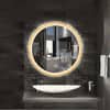 Round LED Mirror with Gold Aluminium Frame Modern Circular Vanity Mirror