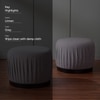 Luxe Collection Grey Fabric Pouf Ottoman Set Of 2