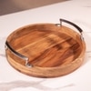 Ireka Home Atithi Wooden Serving Tray with Iron Handles – Medium