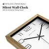 Spaces Unhooked Square Wooden Wall Clock, Natural Wood Frame, White Dial and Modern Outline Numerals
