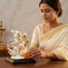 Devotional Mor Mukut Gopal Statue in White and Gold Colour