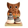Wall Decor Owl Shelf with 2 Pots Handcrafted in Wood (6.5x4x9.2)