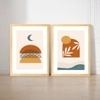 Boho Moon and Sun Minimalist Set of 2 Framed Posters 45x60 cm