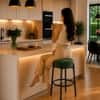 Doe Buck Modern Green Upholstered Counter Height Bar Stool with Black Metal Frame