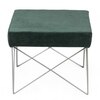 Asansol Sheesham Wood Accent Square Stool     in Green Cotton Velvet Upholstery