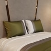 Stoa Paris 300TC UltrSatin Super King Bedsheet with 2 Pillow Covers Satin Super Olive Green White