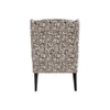 Joan Printed Canvas Geometry Fabric Wing Chair in White Colour