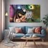 The Castle Decor Radha Krishna Spiritual Wall Art Framed Painting 27x48 Inch (Style 11)