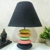 Pebble Black Pink Handcrafted Wooden Table Lamp in Multicolor