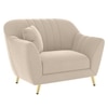 Rivo Velvet 1 Seater Sofa in Cream Color