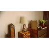 Vantage Brown Wooden Table Lamp with White Jute Lampshade